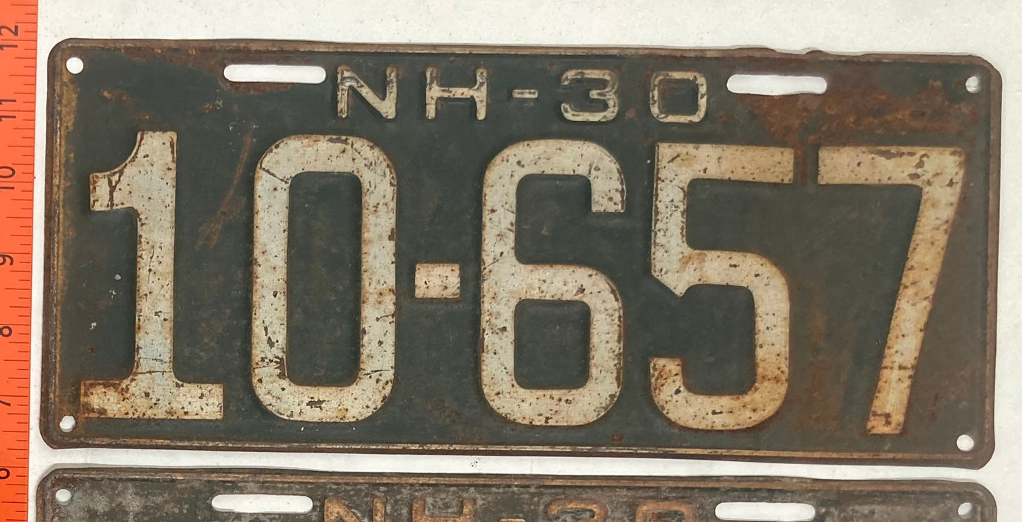 1930 New Hampshire #10-657 Passenger License Plate (Pair)