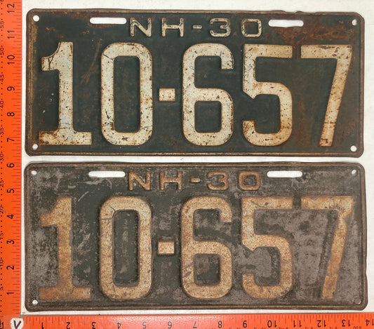 1930 New Hampshire #10-657 Passenger License Plate (Pair)