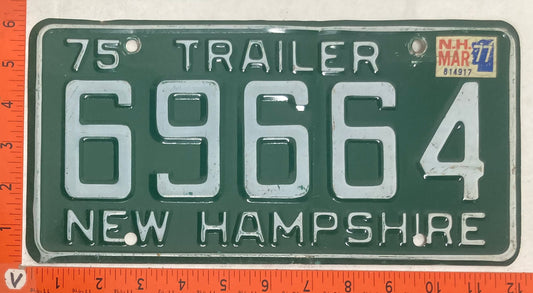 1977 New Hampshire #69664 Trailer License Plate