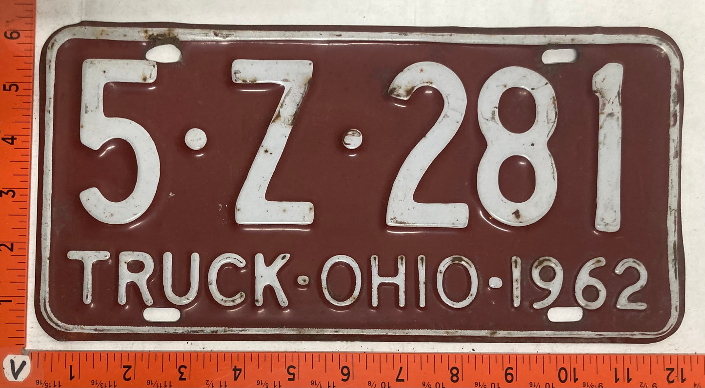 1962 Ohio #5-Z-281 Truck License Plate