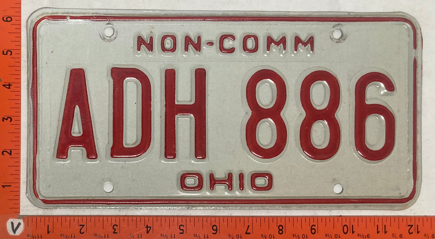 Undated Ohio #ADH 886 Non-Commercial License Plate