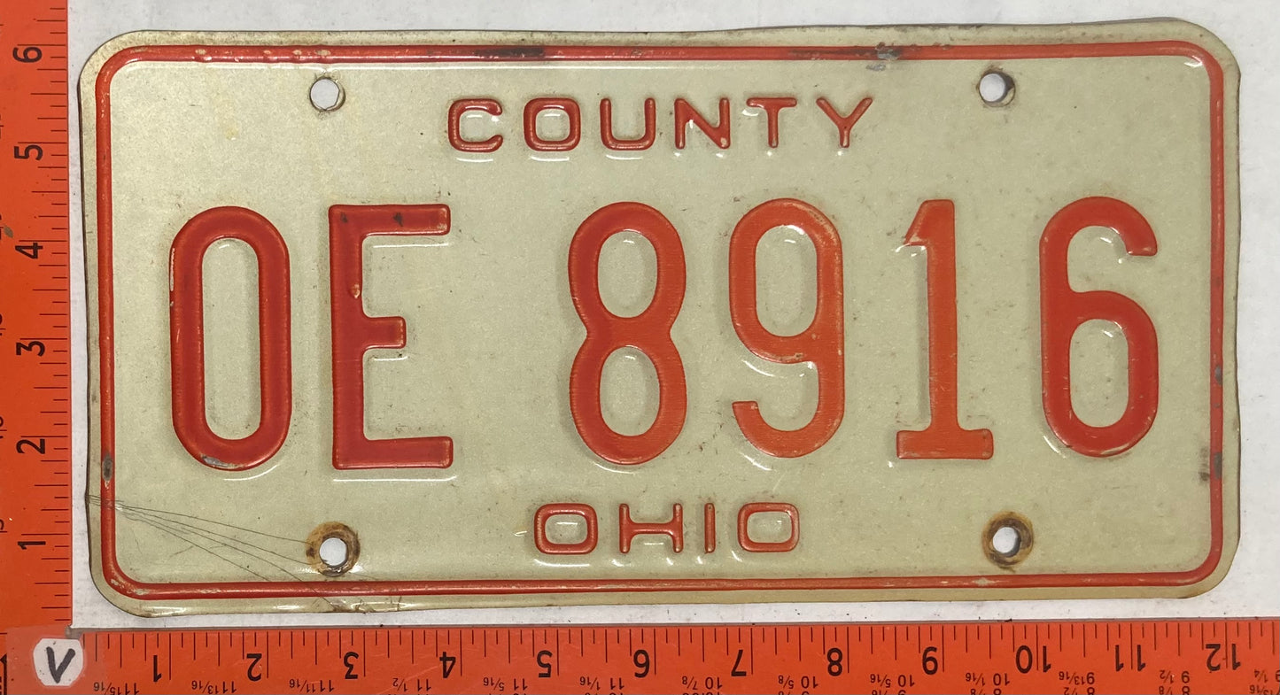 Undated Ohio #OE8916 County License Plate