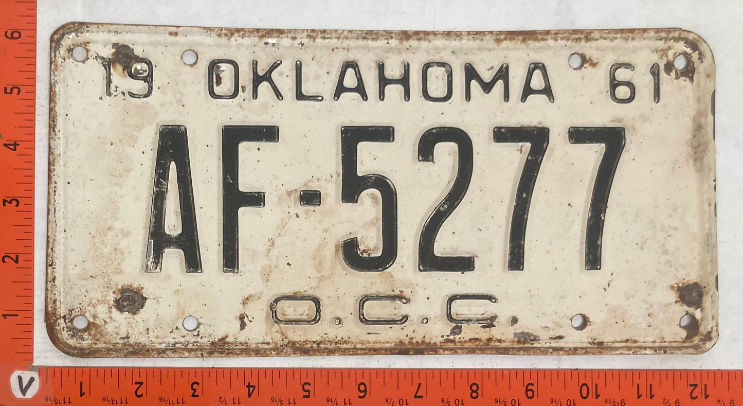 1961 Oklahoma #AF-5277 Commerce Commission License Plate