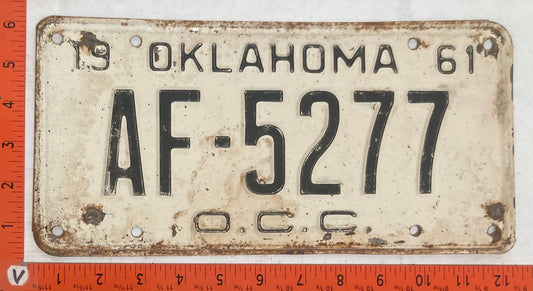 1961 Oklahoma #AF-5277 Commerce Commission License Plate