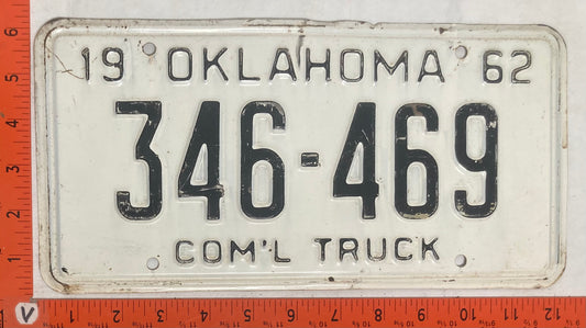1962 Oklahoma #346-469 Commercial Truck License Plate