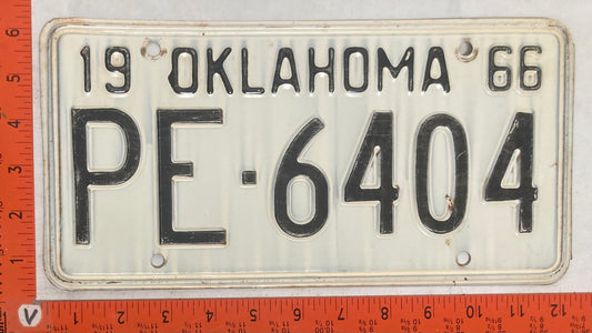 1966 Oklahoma #PE-6404 Passenger License Plate
