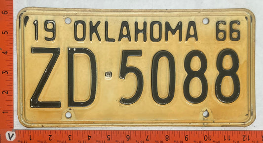 1966 Oklahoma #ZD-5088 Passenger License Plate