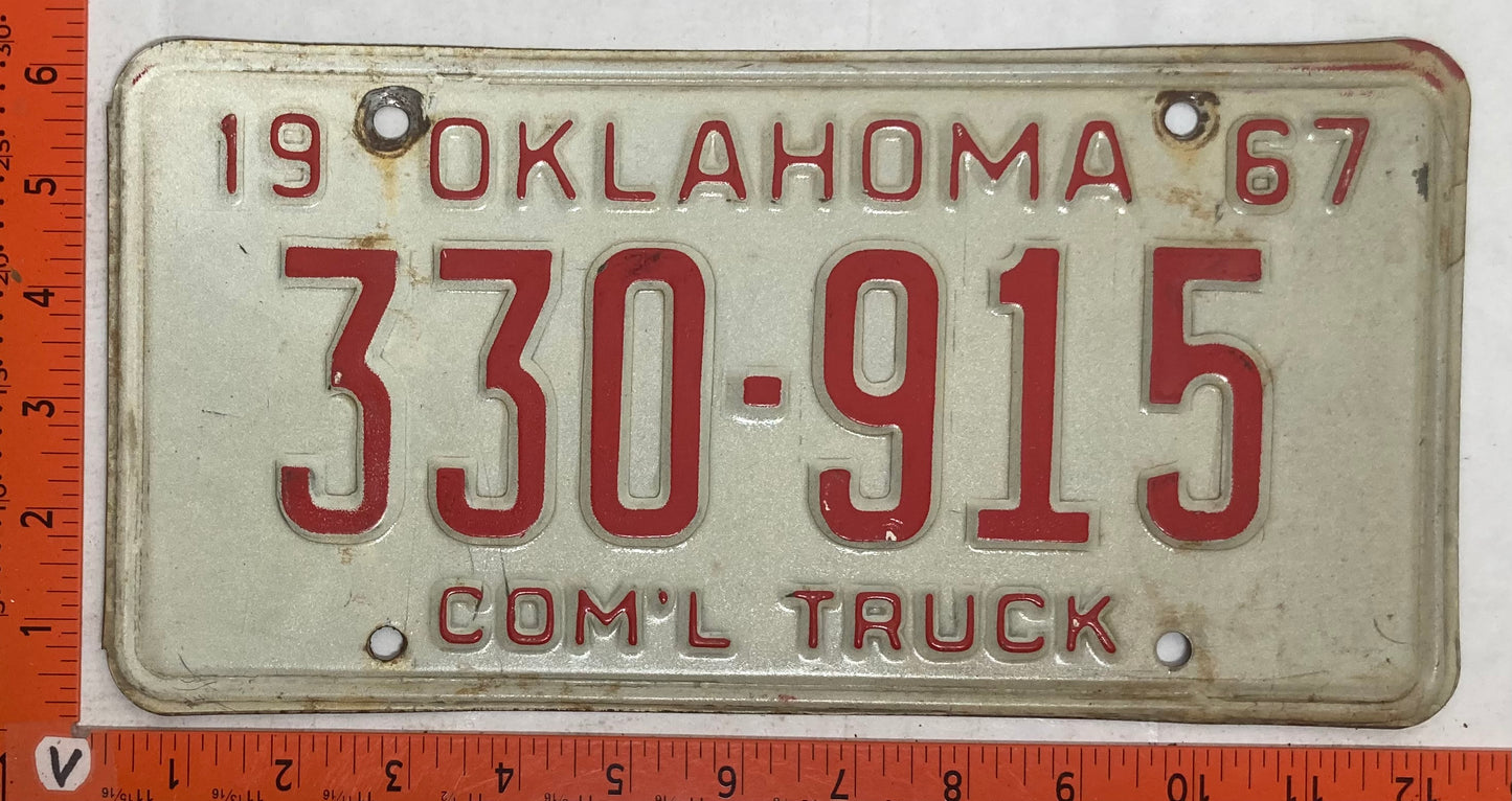 1967 Oklahoma #330-915 Commercial Truck License Plate