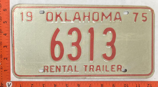 1975 Oklahoma #6313 Rental Trailer License Plate