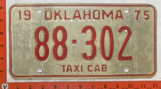 1975 Oklahoma #88-302 Taxi Cab License Plate