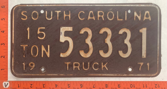 1971 South Carolina #53331 Truck License Plate (15 Ton)