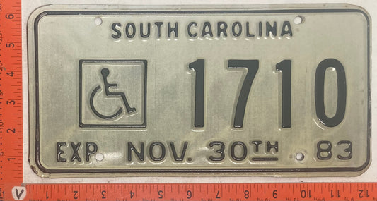 1983 South Carolina #1710 Passenger License Plate (Handicapped)