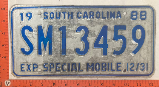 1988 South Carolina #SM13459 Special Mobile License Plate