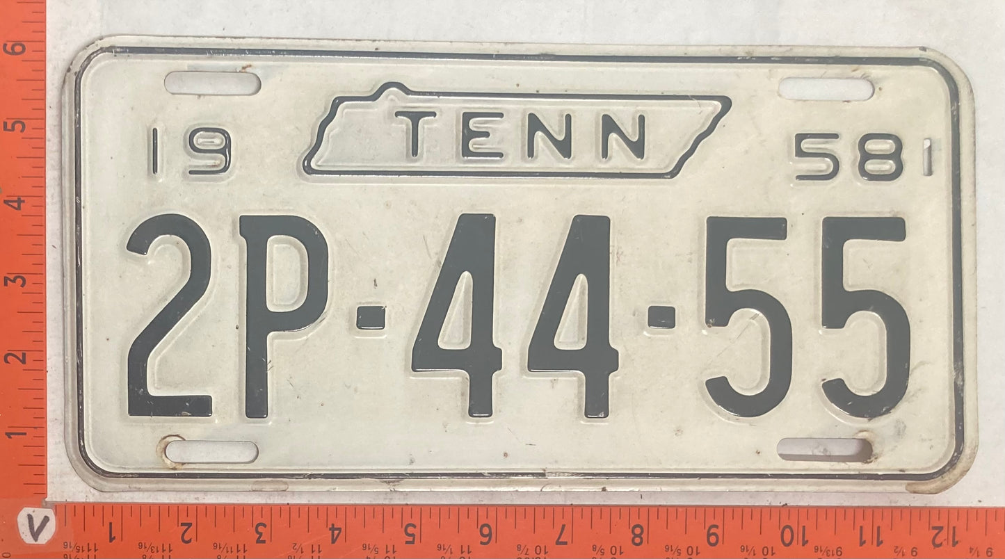 1958 Tennessee #2P-44-55 Passenger License Plate