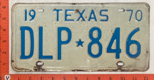 1970 Texas #DLP-846 Passenger License Plate