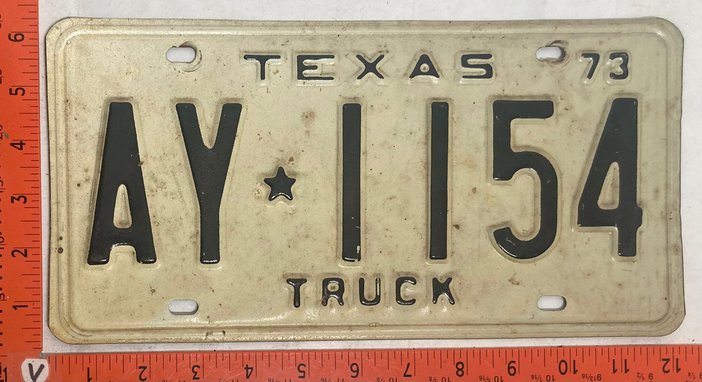 1973 Texas #AY-1154 Truck License Plate