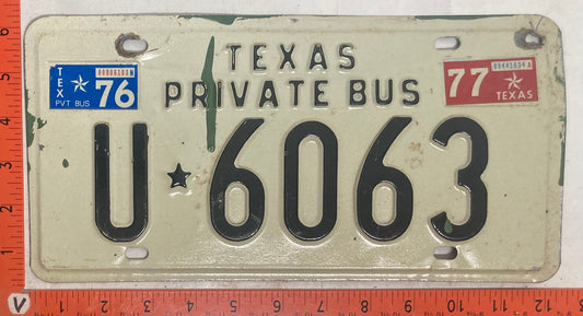 1977 Texas #U-6063 Private Bus License Plate
