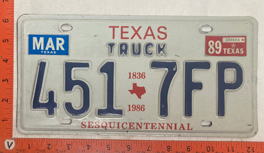 1989 Texas #451 7FP Truck License Plate