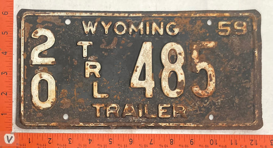 1959 Wyoming #2/0 H/T 485 House Trailer License Plate