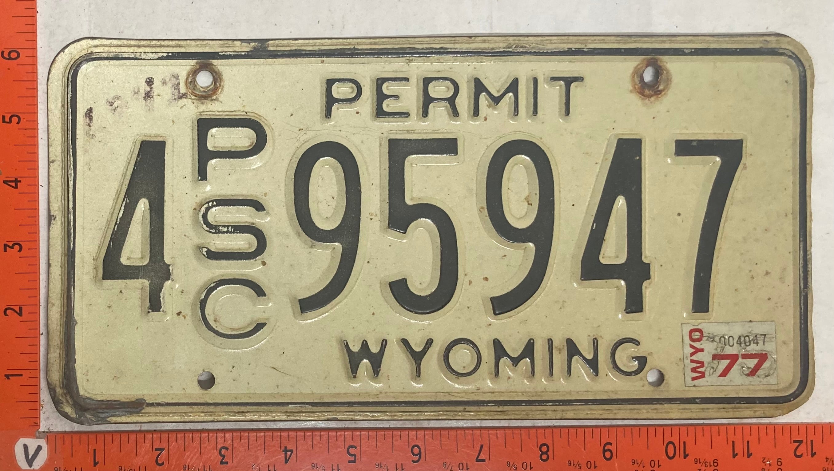 1977 Wyoming #4 P/S/C 95947 Public Service Commission Permit License P ...