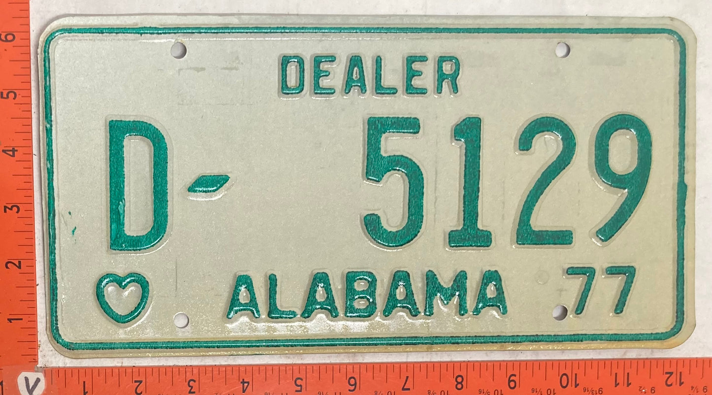 1977 Alabama #D-5129 Dealer License Plate
