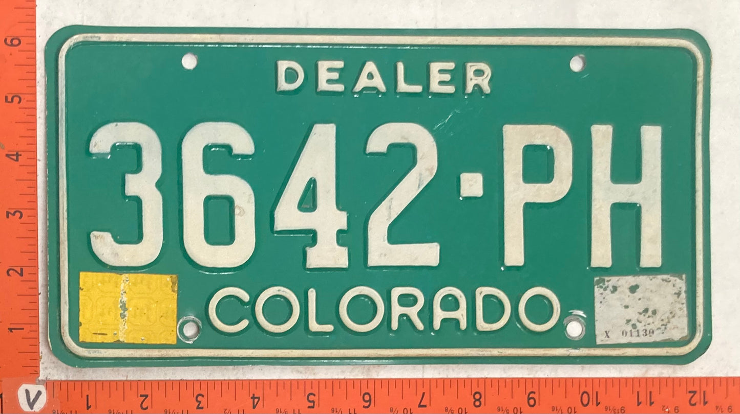 1980 Colorado #3642-PH Dealer License Plate