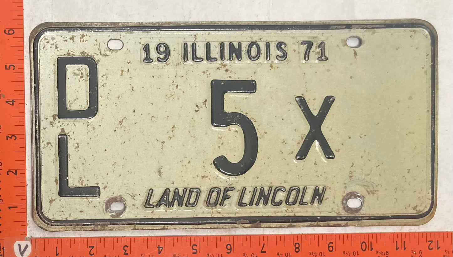 1971 Illinois #D/L 5 X Dealer License Plate