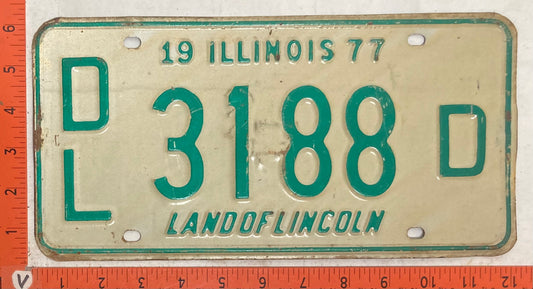 1977 Illinois #D/L 3188 D Dealer License Plate