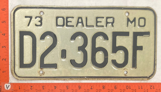 1973 Missouri #D2-365F Dealer License Plate
