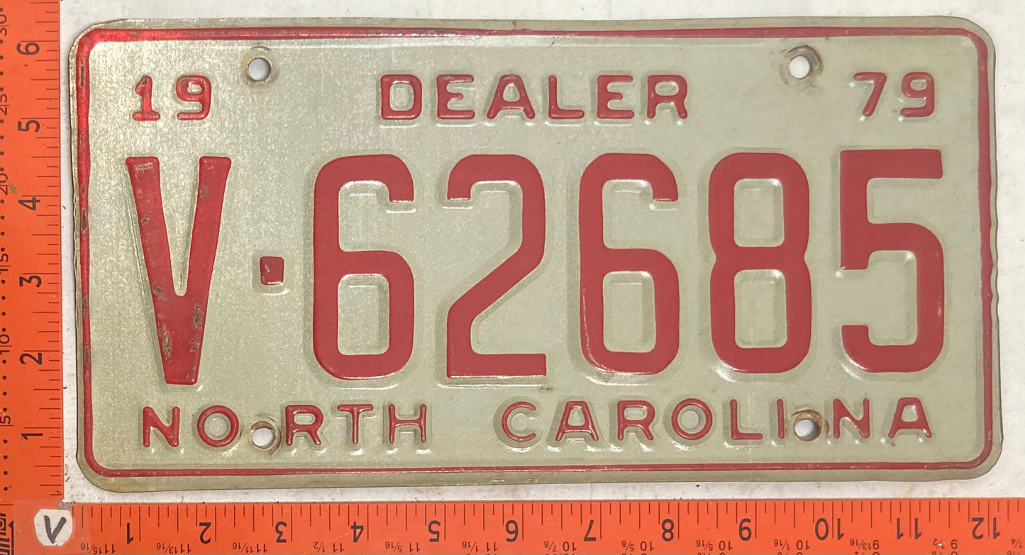 1979 North Carolina #V-62685 Dealer License Plate