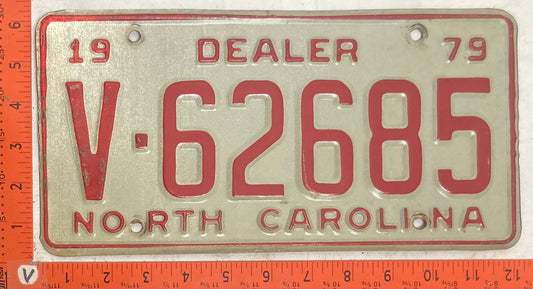 1979 North Carolina #V-62685 Dealer License Plate