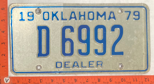 1979 Oklahoma #D6992 Dealer License Plate
