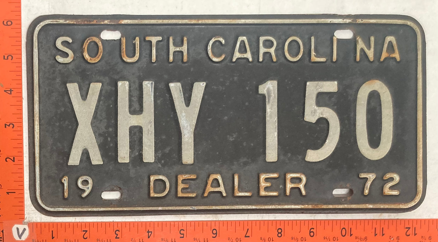 1972 South Carolina #XHY 150 Dealer License Plate