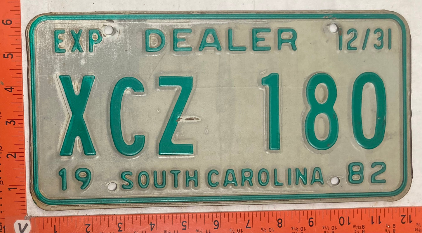 1982 South Carolina #XCZ 180 Dealer License Plate