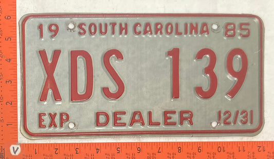 1985 South Carolina #XDS 139 Dealer License Plate