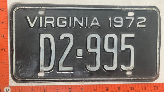 1972 Virginia #D2-995   Dealer License Plate