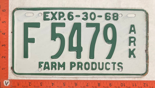 1968 Arkansas #F 5479 Farm Products License Plate