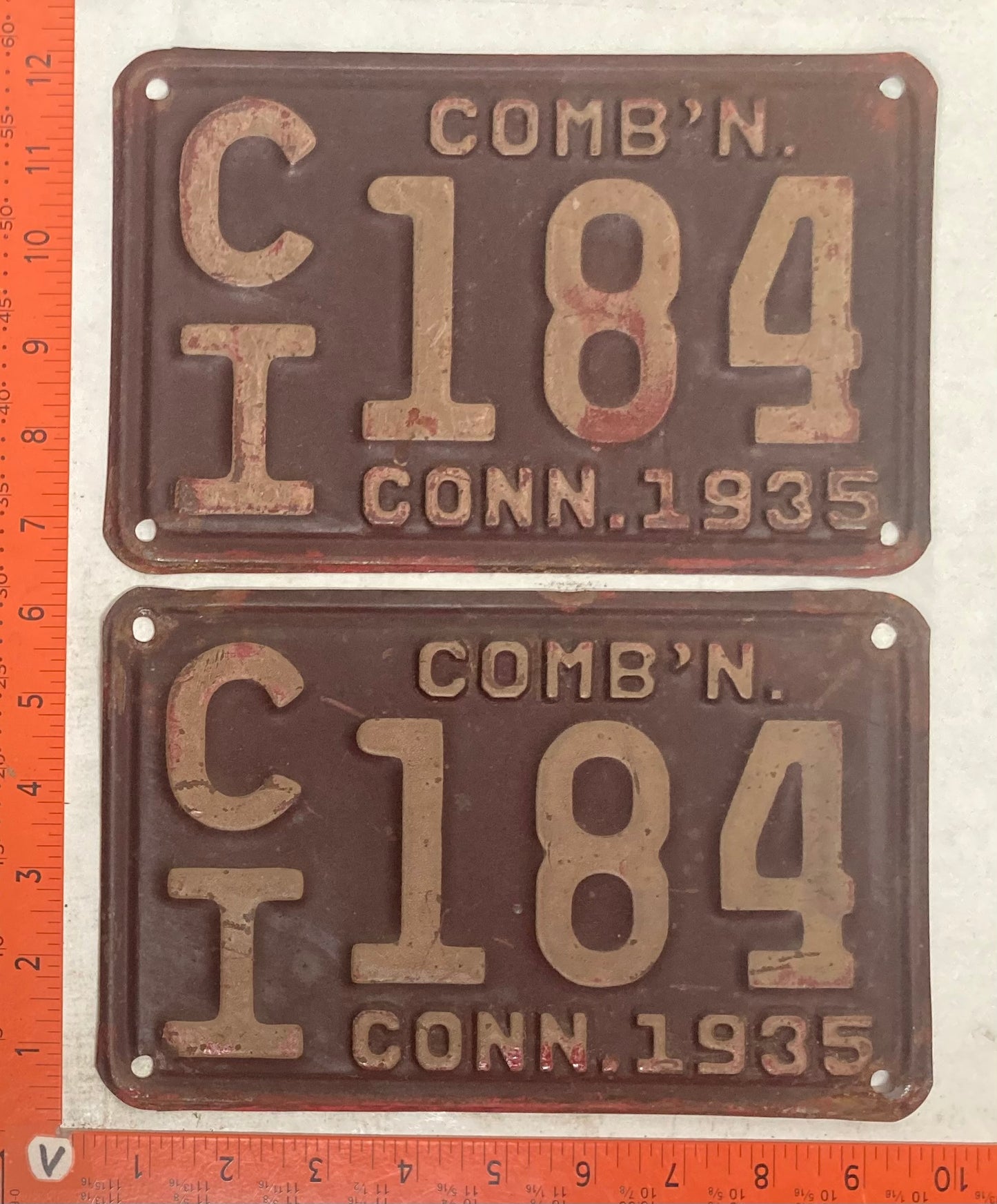1935 Connecticut #C/I 184 Combination License Plate (Pair)