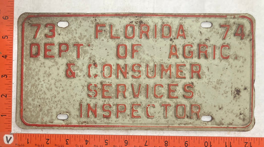 1974 Florida #Dept. of Agriculture & Consumer Services Inspector License Plate
