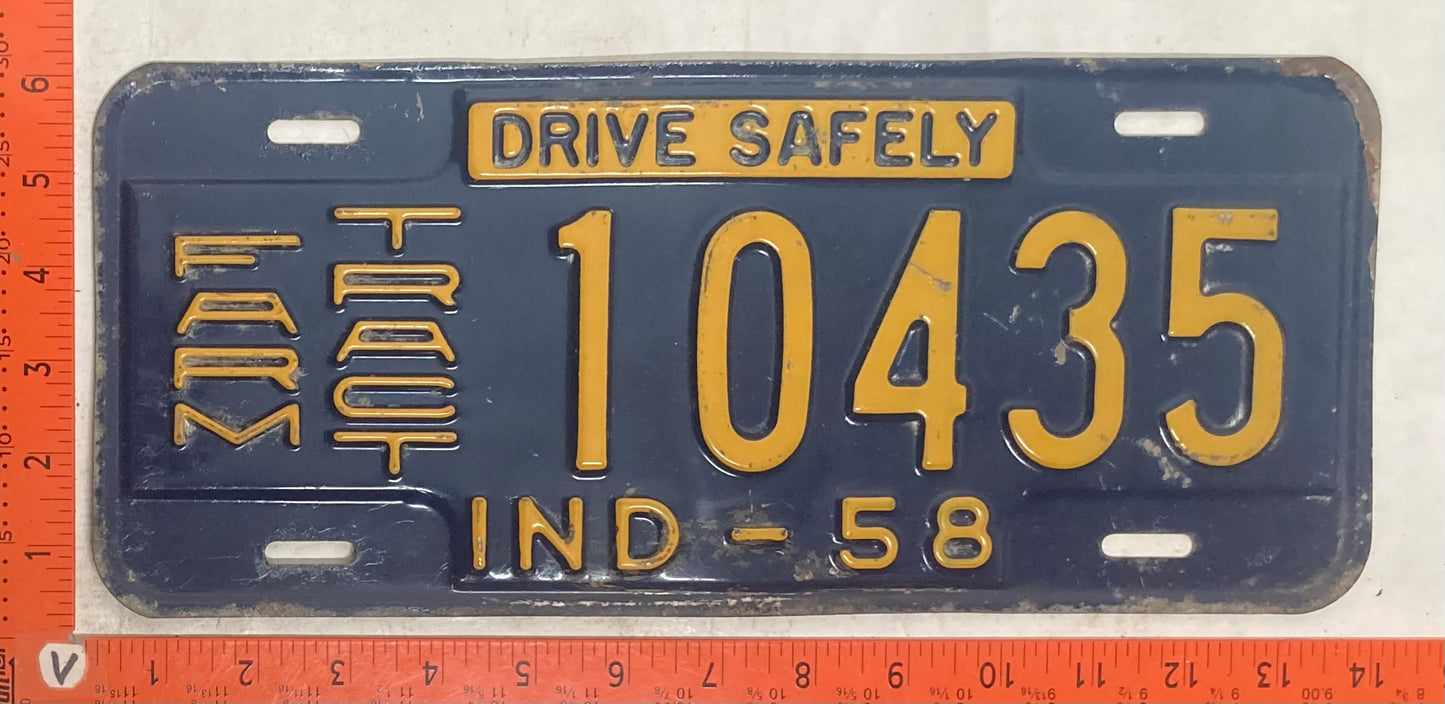 1958 Indiana #10435 Farm Truck License Plate