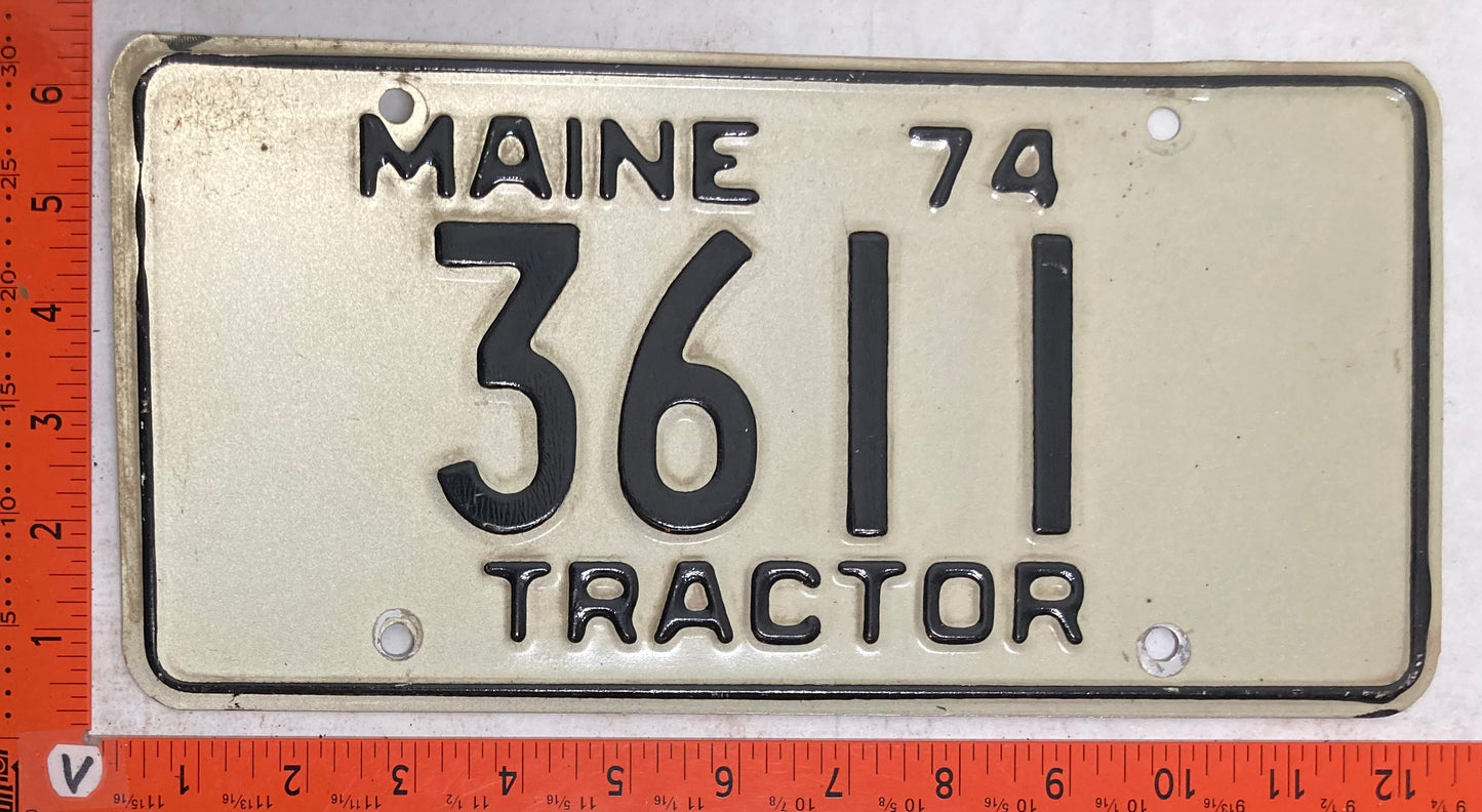 1974 Maine #3611 Tractor License Plate
