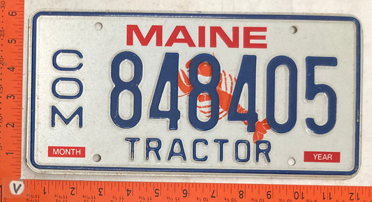 Undated Maine #848405 Tractor License Plate