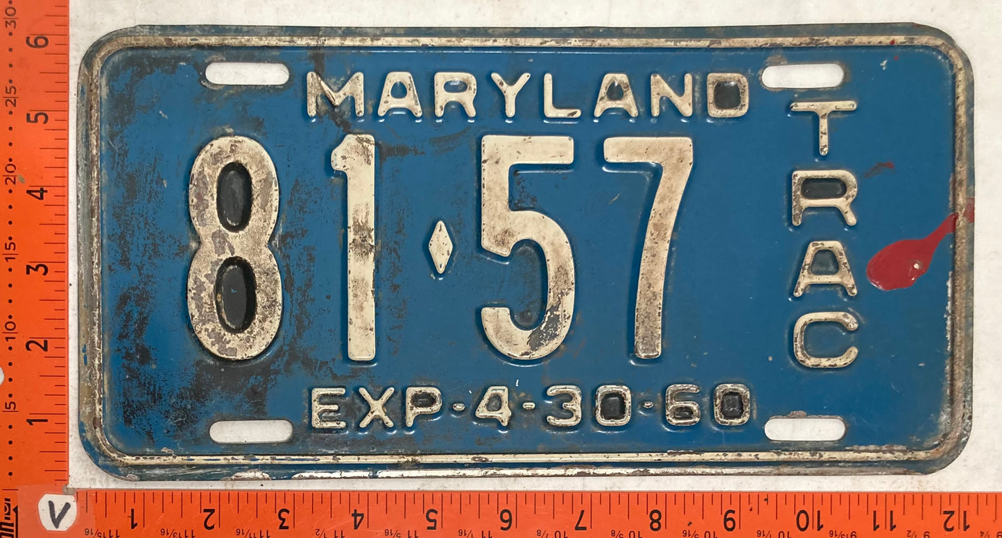 1960 Maryland #81-57 Tractor License Plate