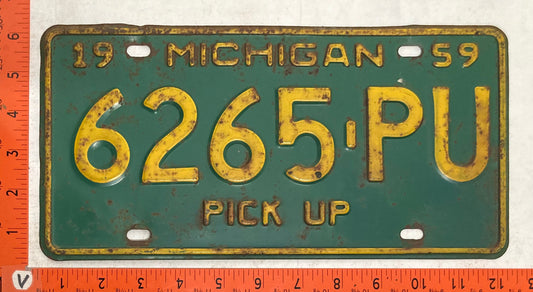1959 Michigan #6265-PU Pick Up License Plate