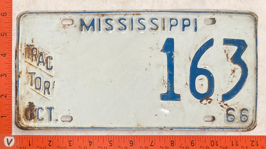 1966 Mississippi #163 Tractor License Plate