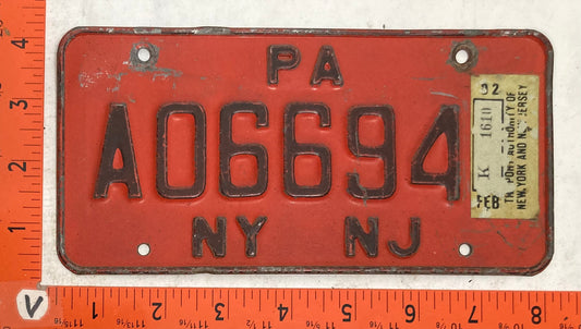 1982 New York New Jersey #A06694 The Port Authority License Plate