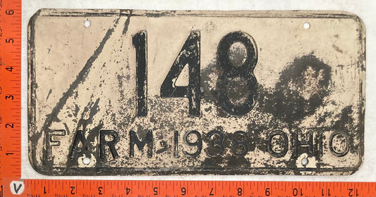 1938 Ohio #148 Farm License Plate