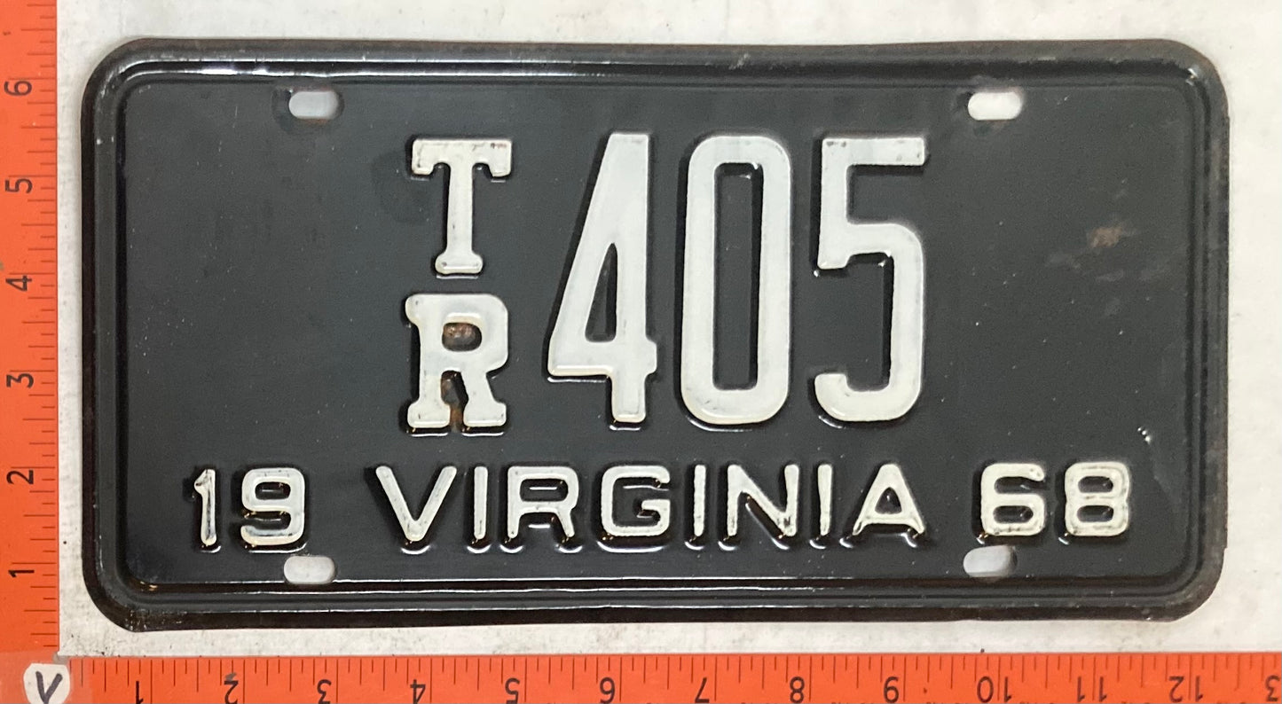 1968 Virginia #T/R 405 Trailer License Plate