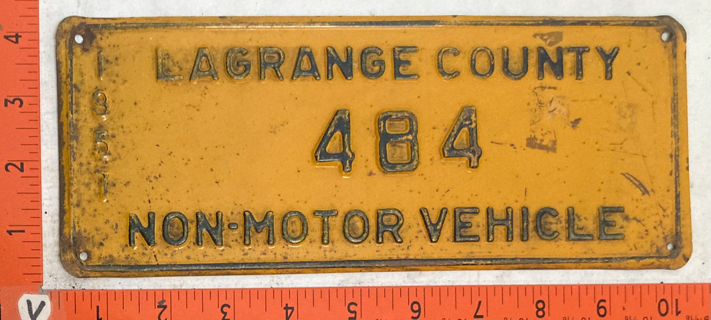 1957 Indiana #484 Non-Motor Vehicle License Plate