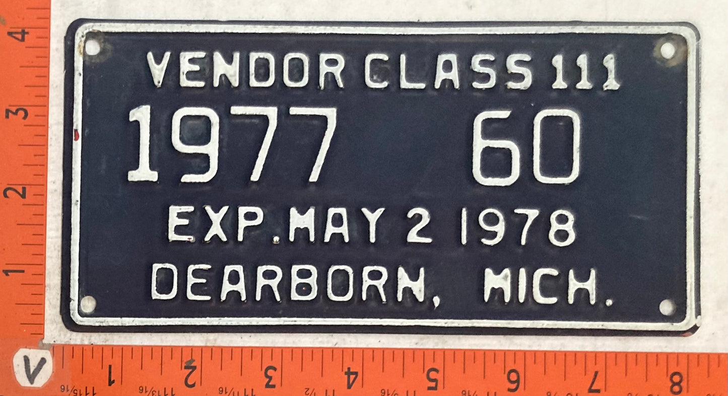 1978 Michigan #60 Vendor Class 111 License Plate
